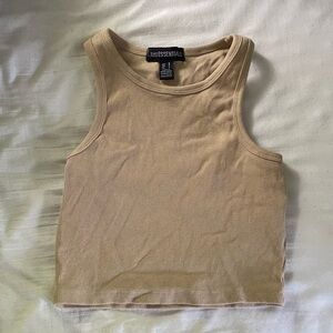 Beige cropped halter top